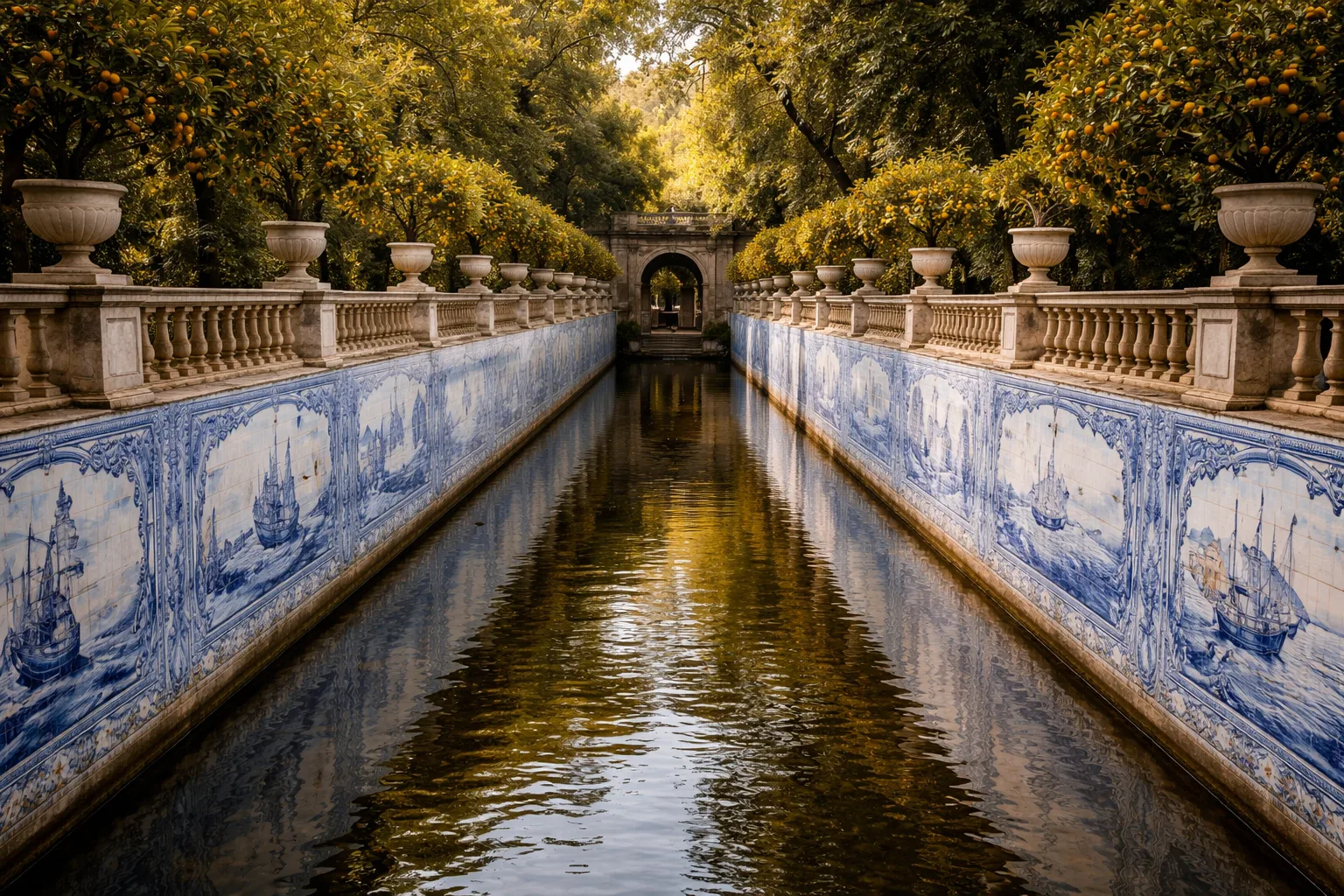 Palácio de Queluz formal gardens and Neptune Canal