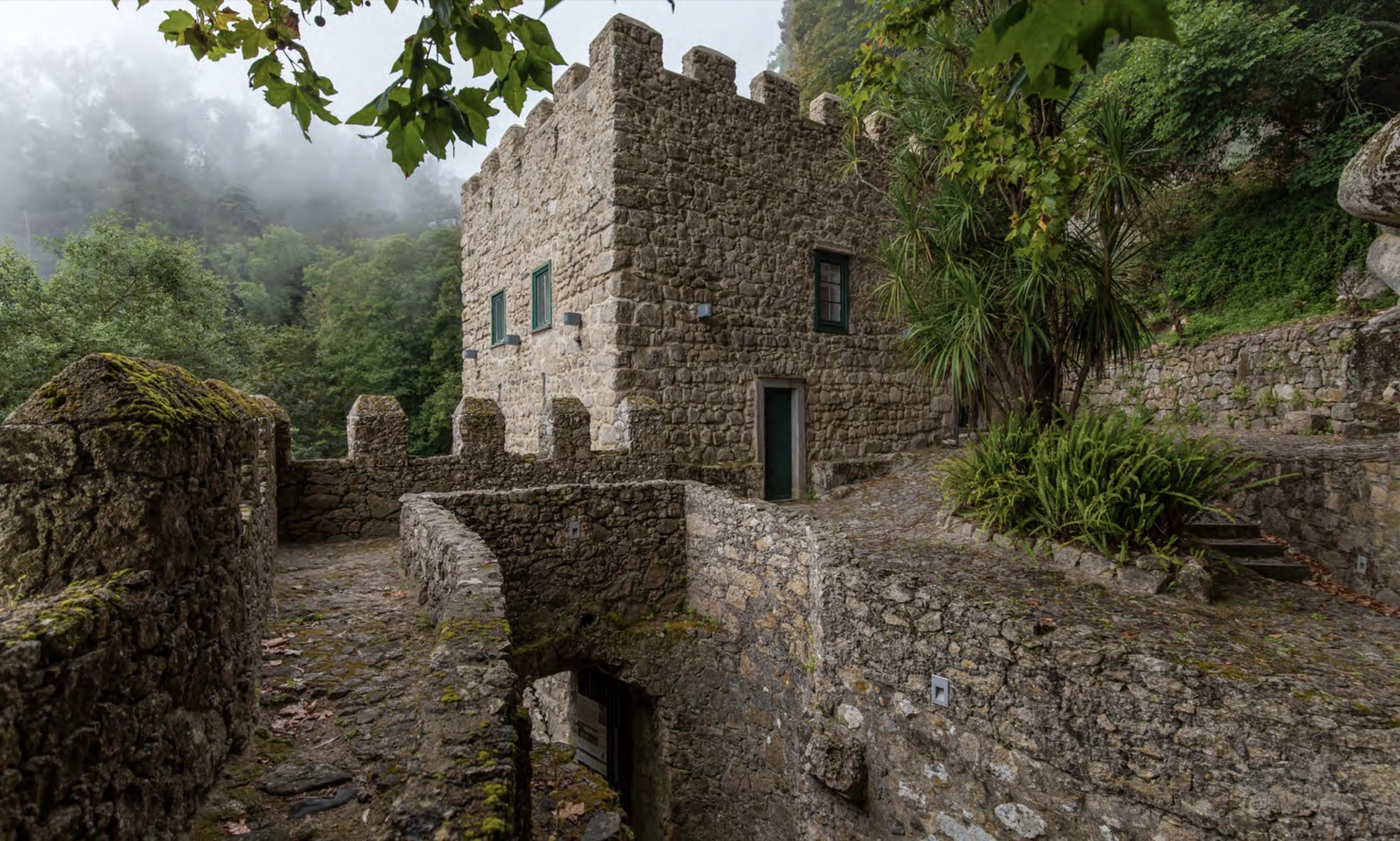 Guardhouse stone tower at the Moorish Castle in Sintra