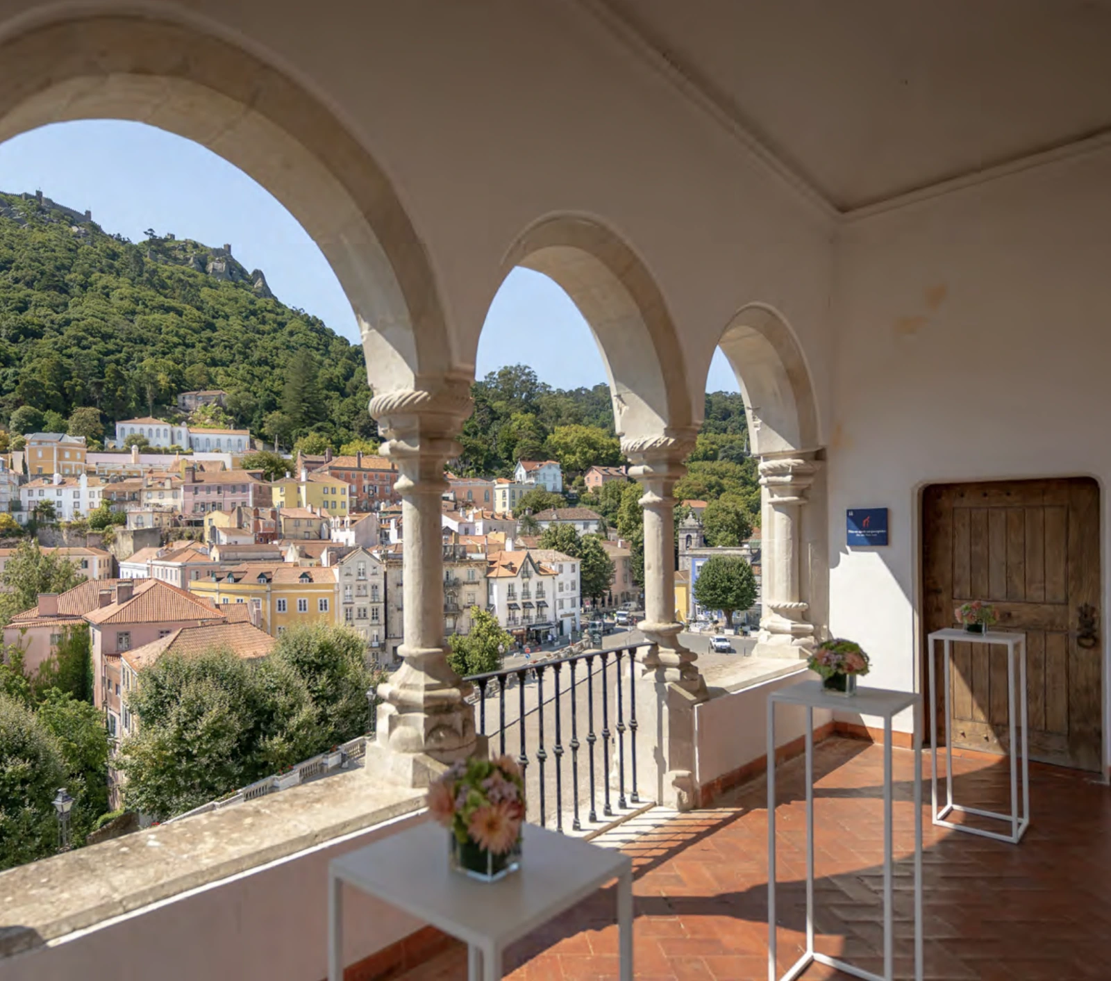Central Patio at the National Palace of Sintra beneath the conical chimneys