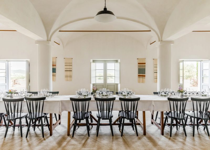 The Old Olive Mill seated dinner room at São Lourenço do Barrocal, Alentejo