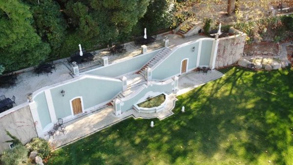Aerial view of the Ceremonial Staircase and Wishing Fountain at Quinta da Bella Vista